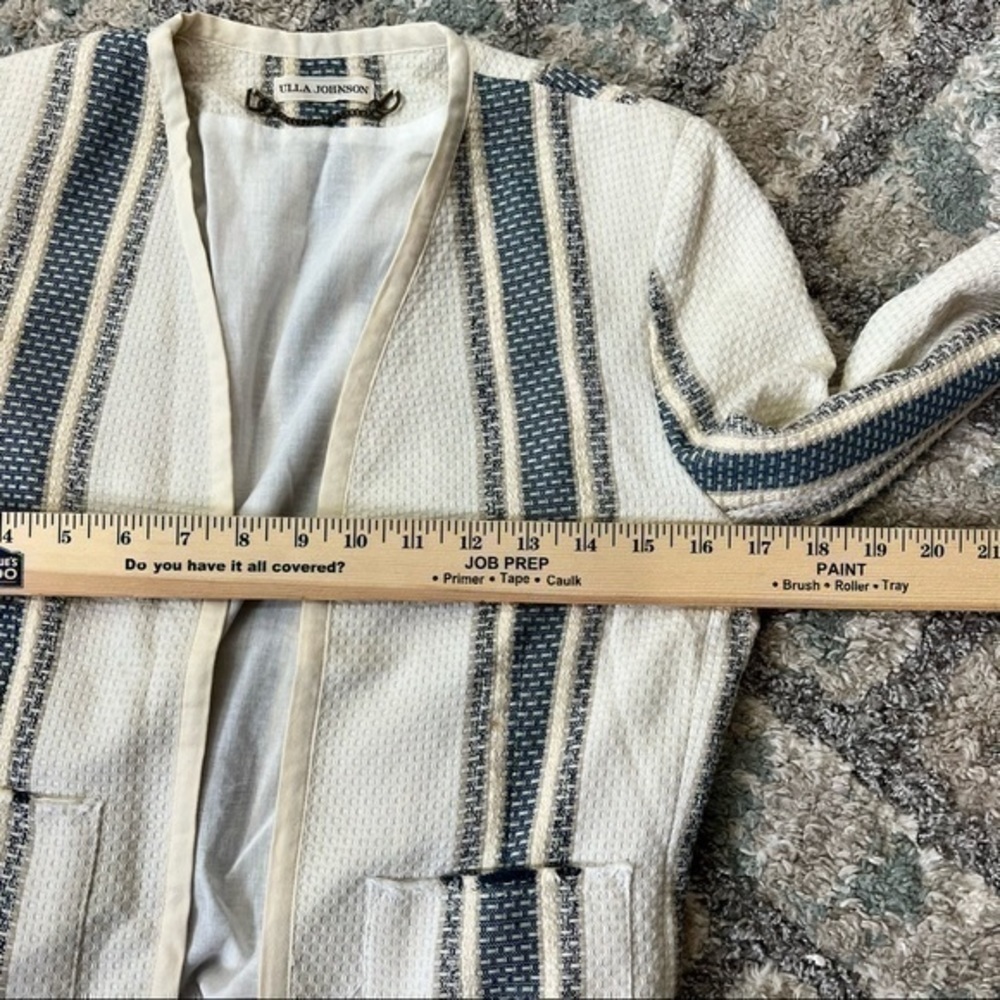Ulla Johnson Womens paneled striped raw hem open blazer size 4 - Picture 6 of 10